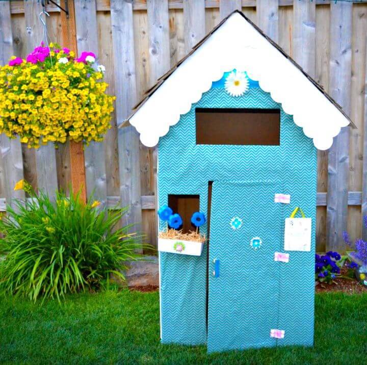 DIY Reuse Cardboard to Make Playhouse for Your Kids 