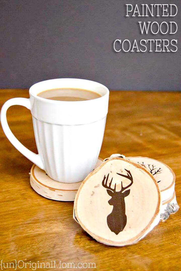Adorable DIY Painted Wood Slice Coasters - Mothers Day Gifts