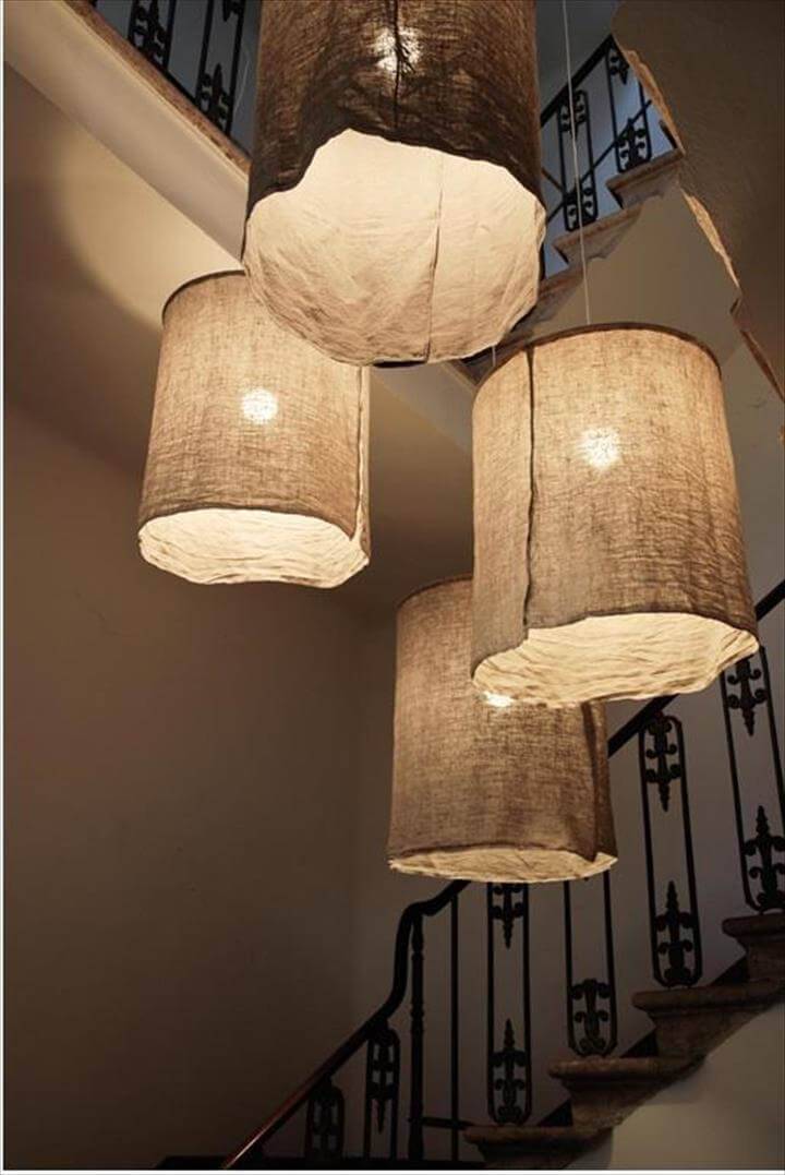 Handmade rustic linen lampshades