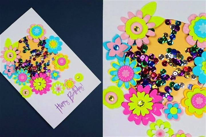 Beautiful DIY Birthday Card, flower art birthday card