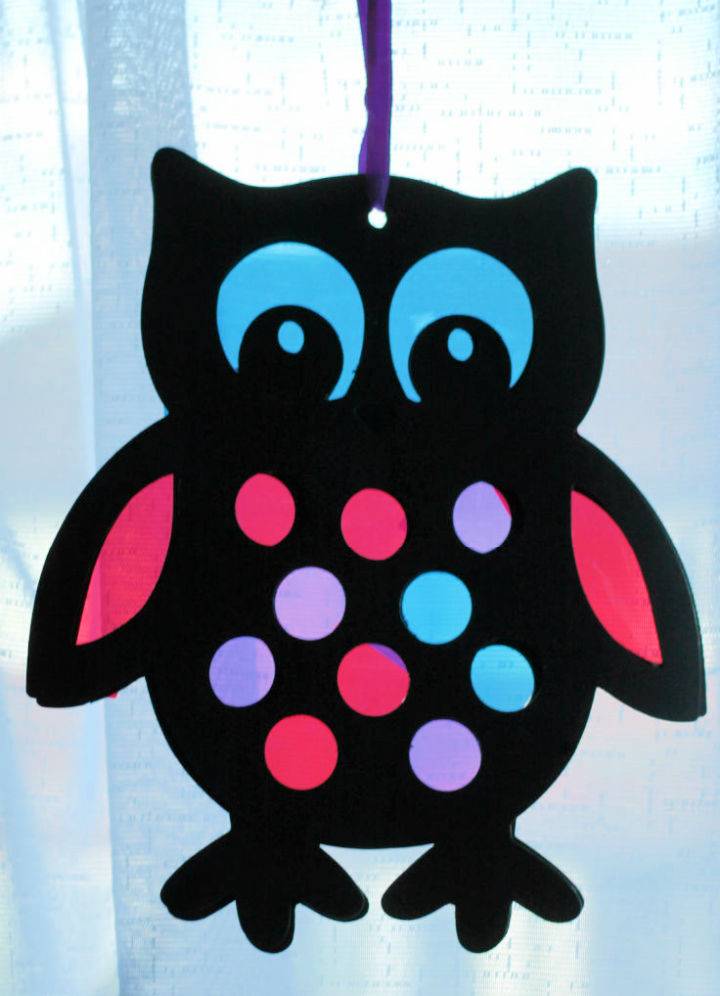 DIY Stained Glass Style Owl Sun Catcher