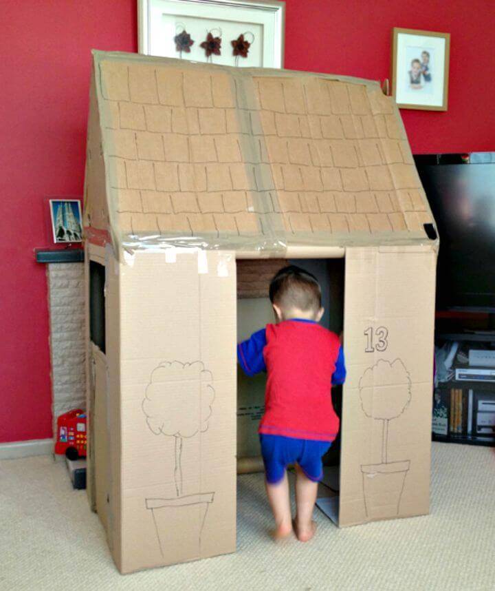 Build a Playhouse with Spare Cardboard Boxes - DIY Reuse Cardboard 
