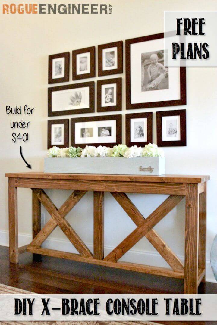 How to Build a X-Brace Entryway Console Table Tutorial