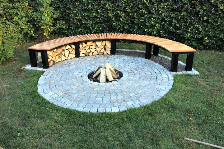 DIY Garden Fireplace With Bench