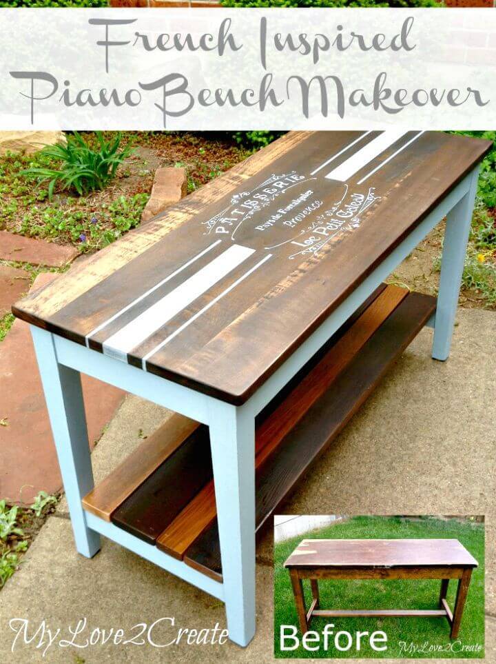 How to Build Your Own French Inspired Piano Bench Makeover Tutorial