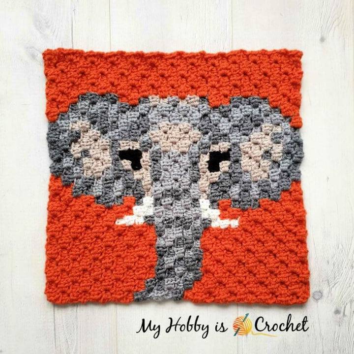 C2C Crochet Elephant Square Pattern