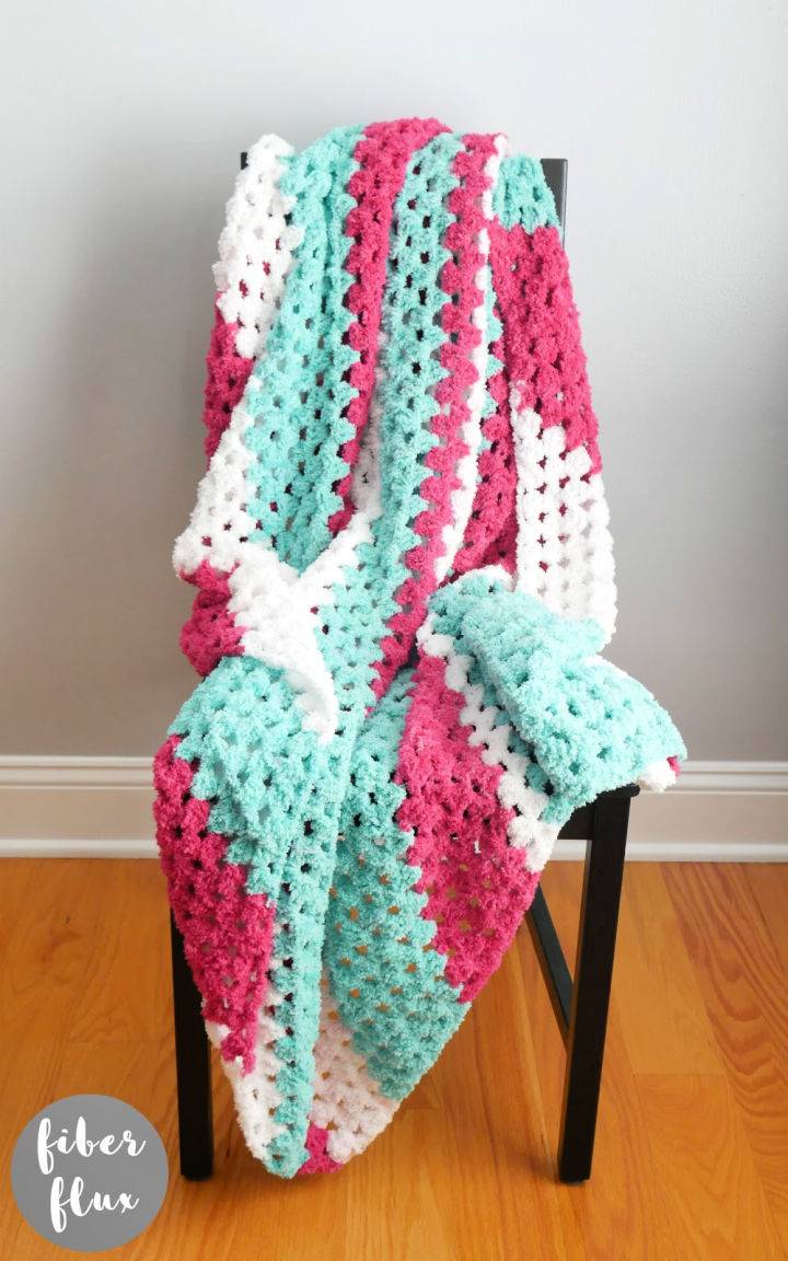 Corner to Corner Crochet Fluffy Granny Blanket Pattern