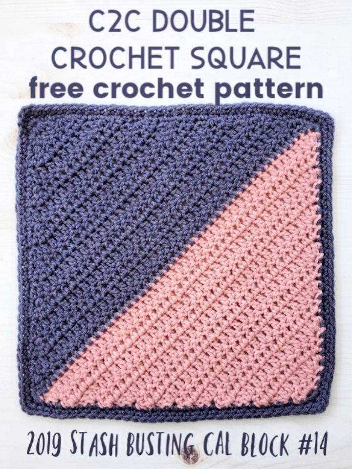 C2C Double Crochet Square Pattern