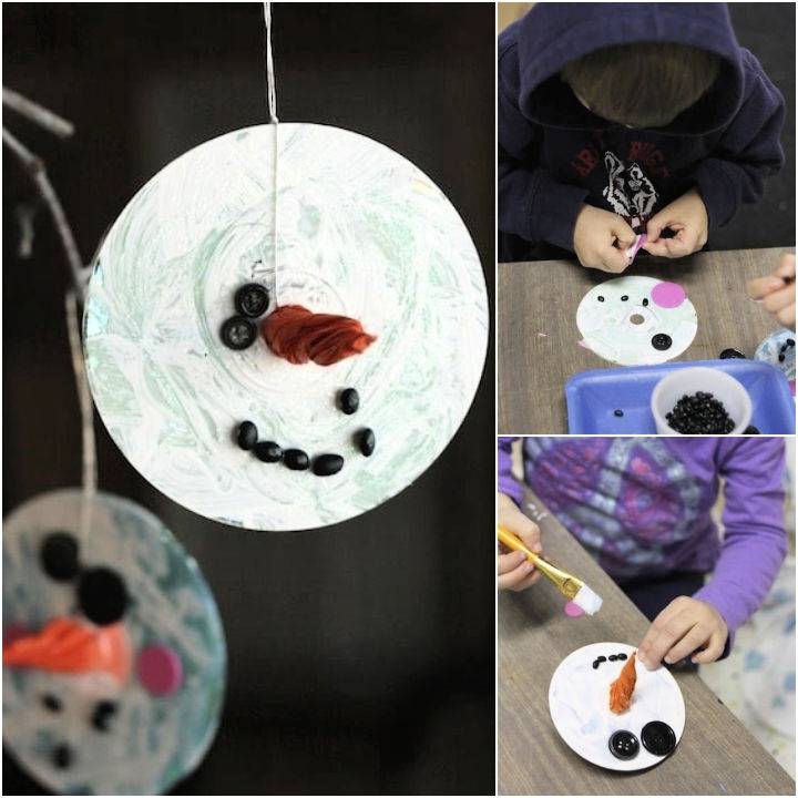 CD Snowman Ornaments for Kids