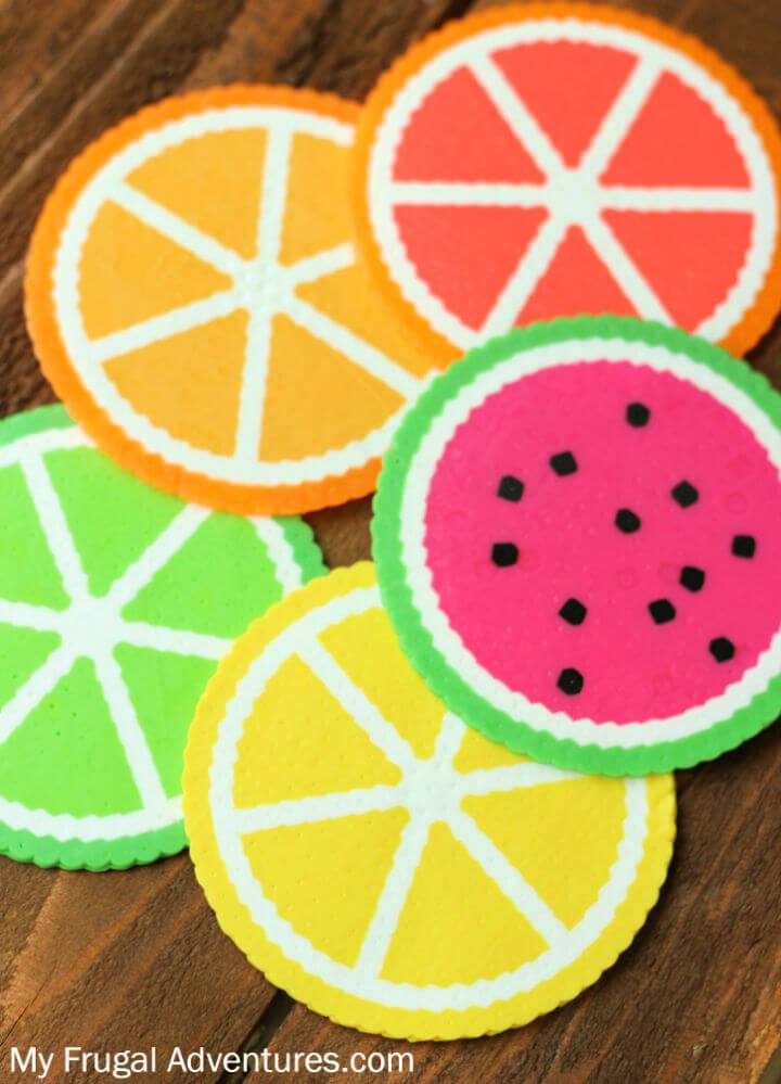 DIY Citrus Perler Bead Coasters