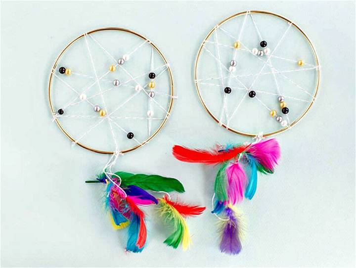 Colorful DIY Feather Dream-catcher: