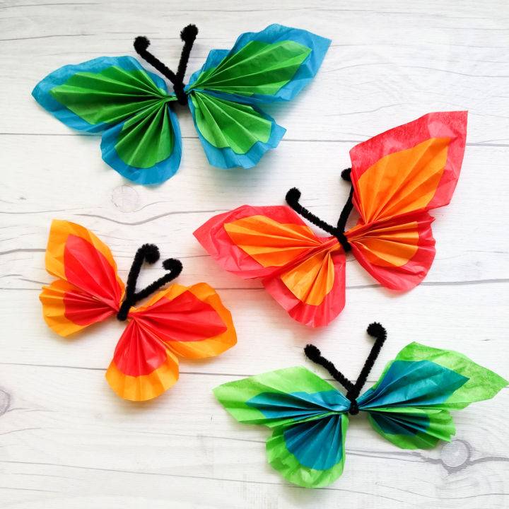 Colorful Tissue Paper Butterfly Mobile Craft