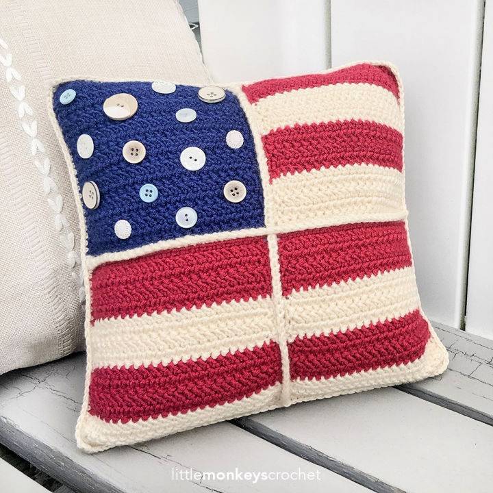 Free Crochet 12″ Americana Pillow Pattern