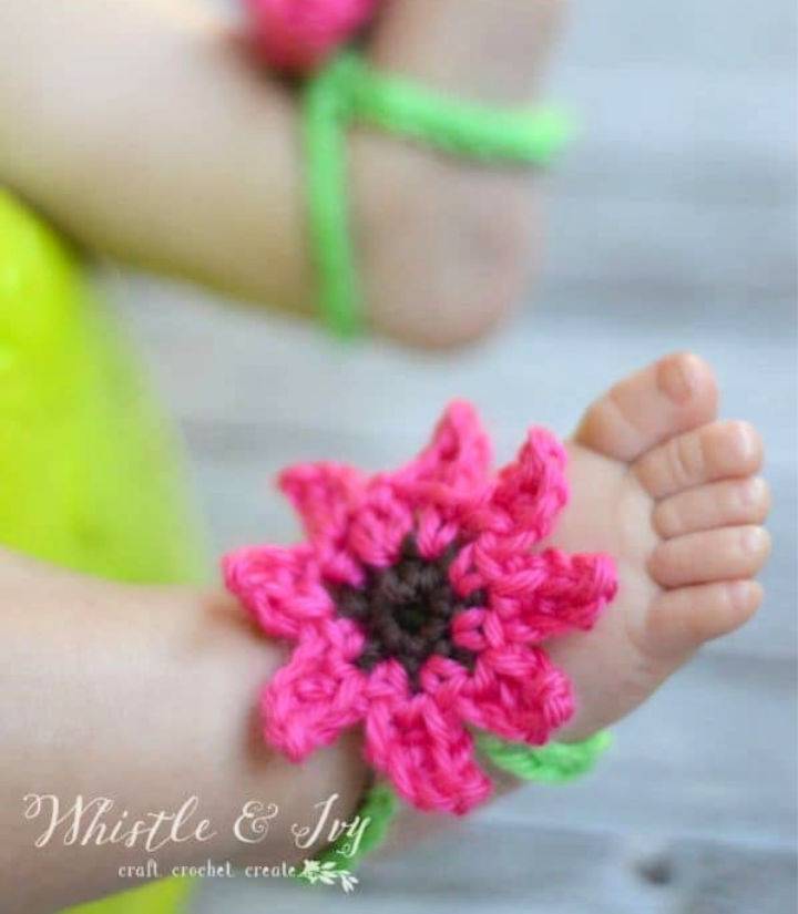 Free Crochet Baby Barefoot Sandals Pattern