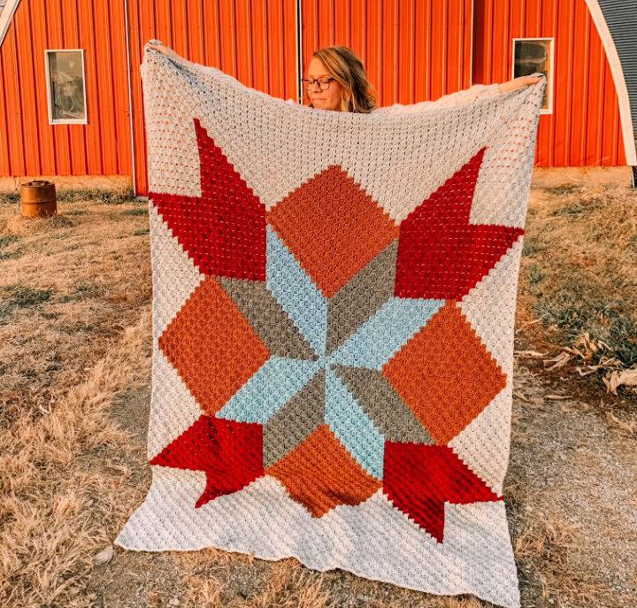 Corner to Corner Crochet Barn Quilt Blanket Pattern