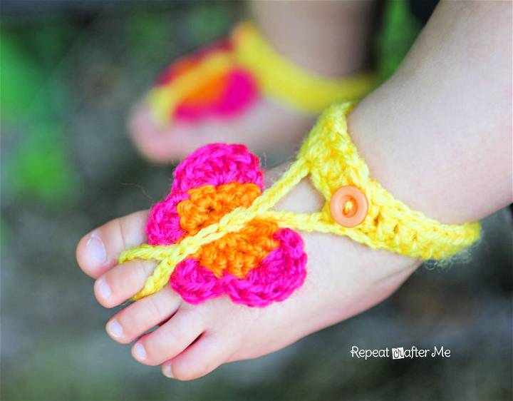 Crochet Butterfly Barefoot Sandals Pattern