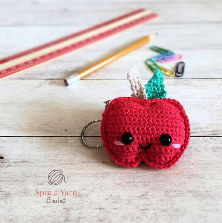 Cute Crochet Kawaii Apple Keychain Pattern