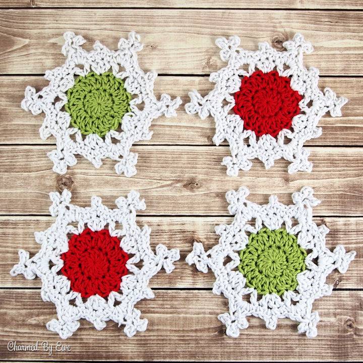 Crochet Snowflake Coasters Pattern