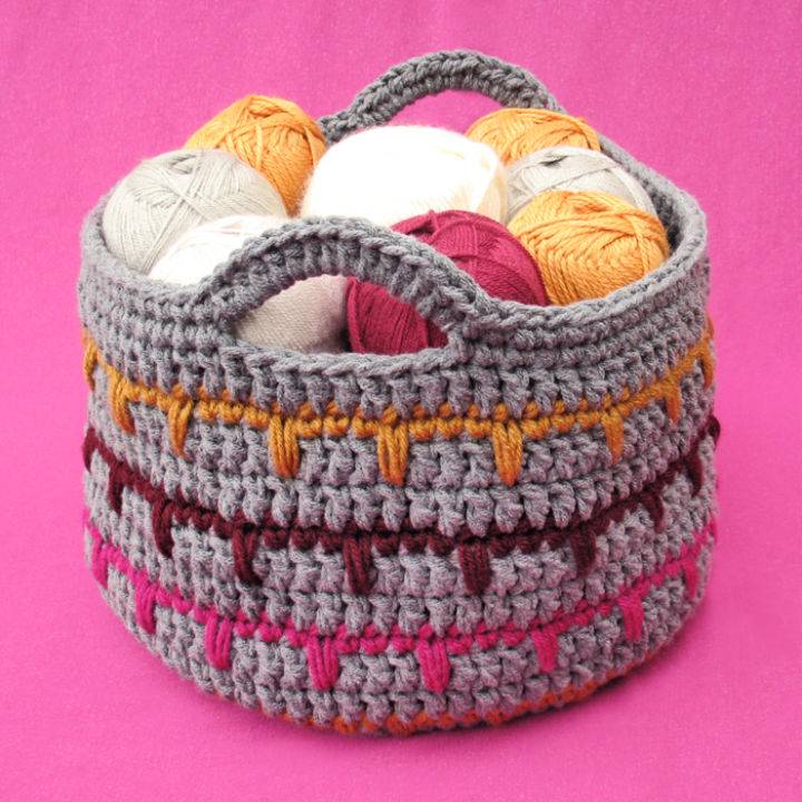 Crochet Spikes Yarn Basket Pattern