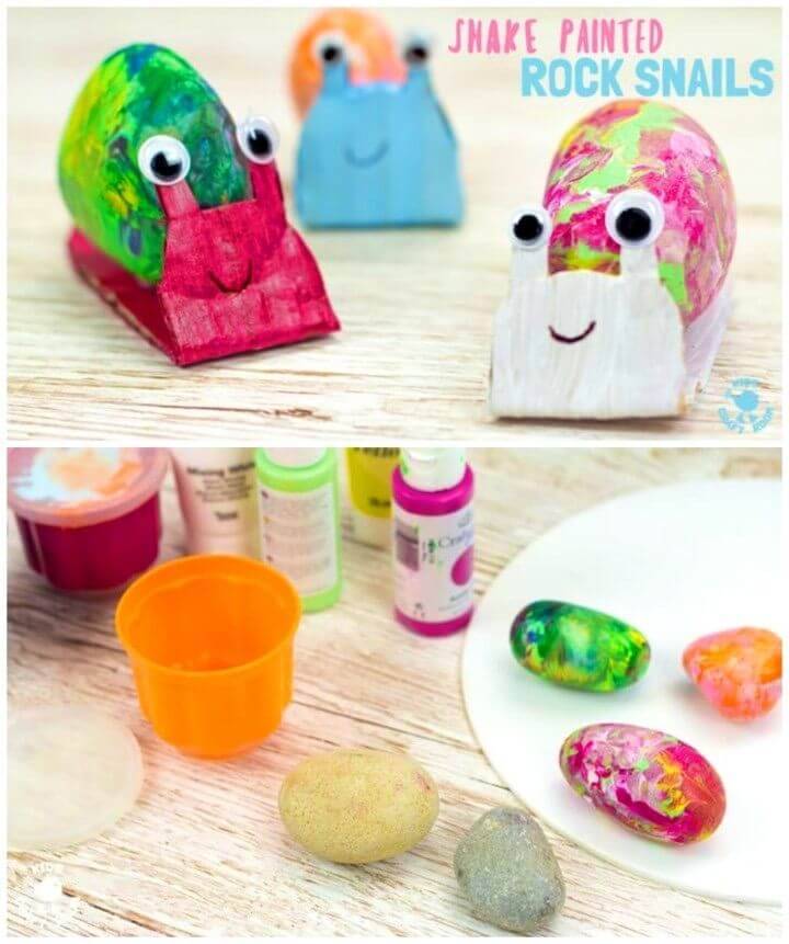Cute DIY Snail Rock Craft, painted rocks crafts