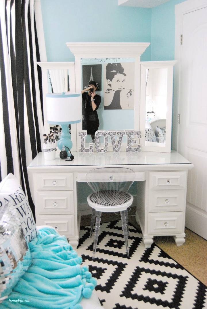 Beautiful Tiffany inspired Bedroom and Makeup Vanity