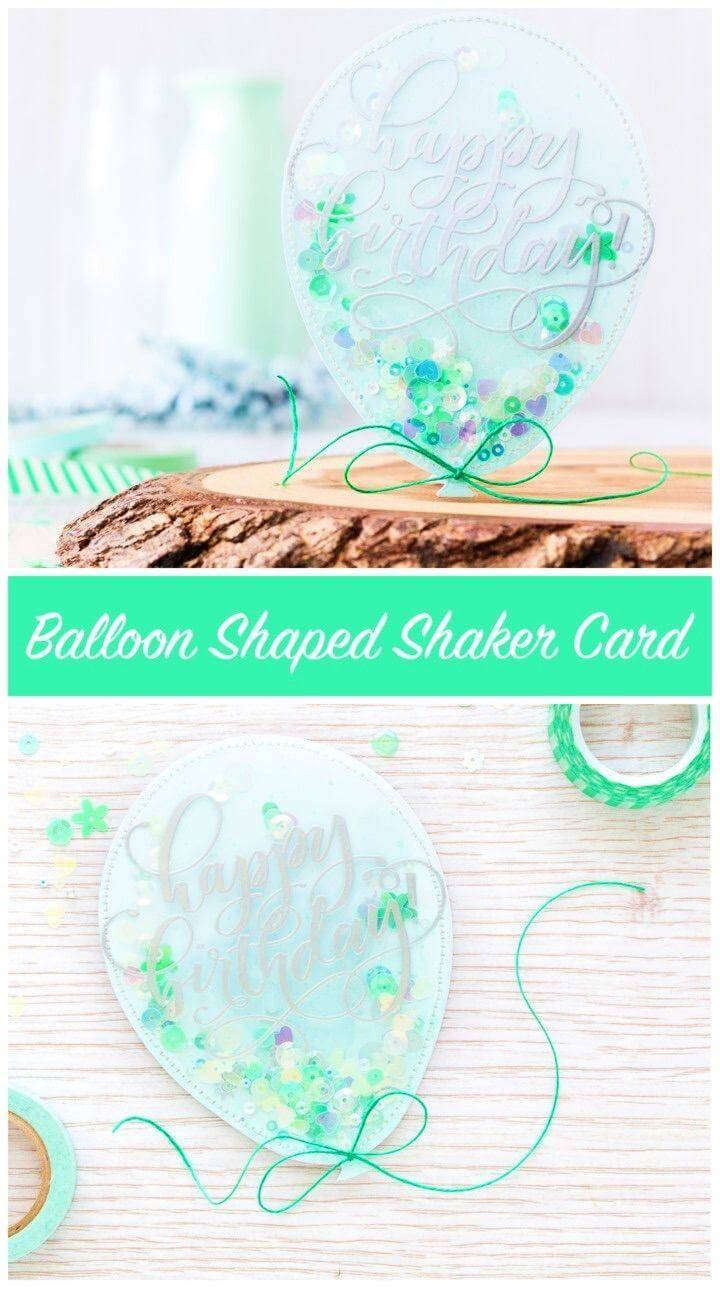 DIY Balloon Shaped Shaker Card, handmade birthday card