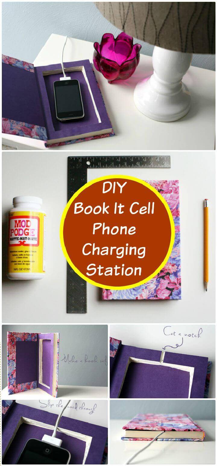 DIY Book It Cell Phone Charging Station