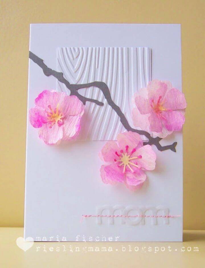 DIY Cherry Blossoms Birthday Card, how-to make birthday card