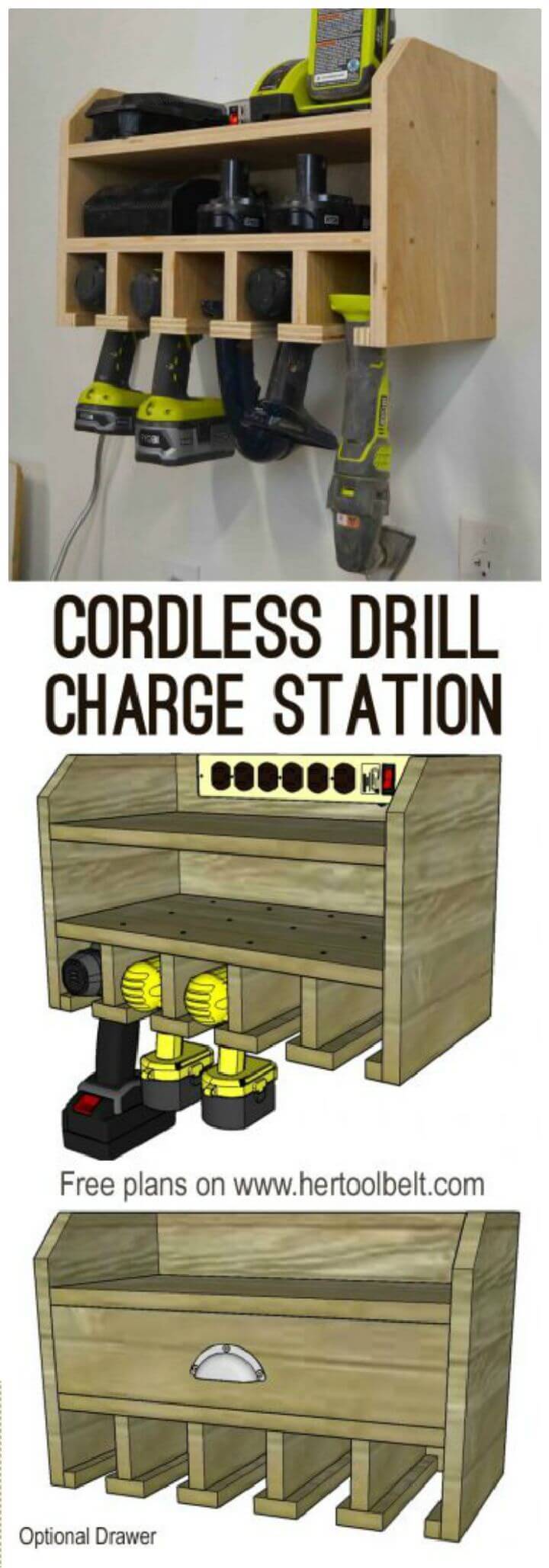 DIY Cordless Drill Storage Charging Station