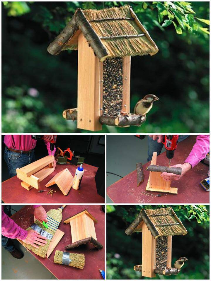 beautiful cozy cabin bird feeder