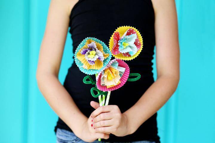 DIY Cupcake Liner Flower Teen Craft
