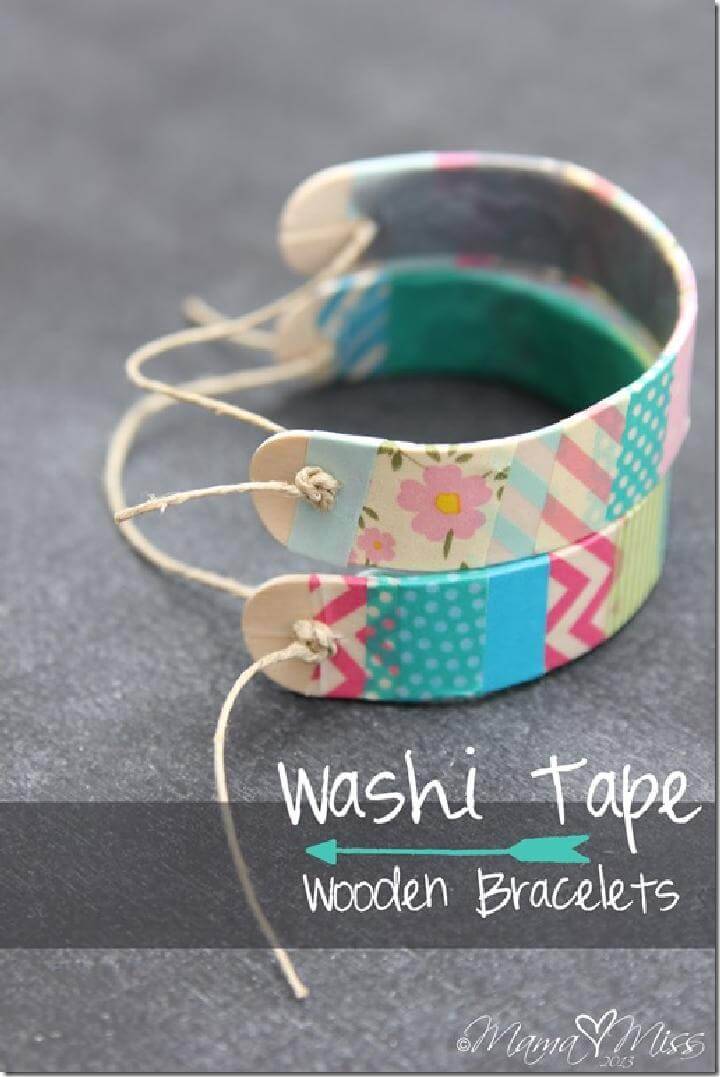 DIY Easy Washi Tape Wooden Bracelets