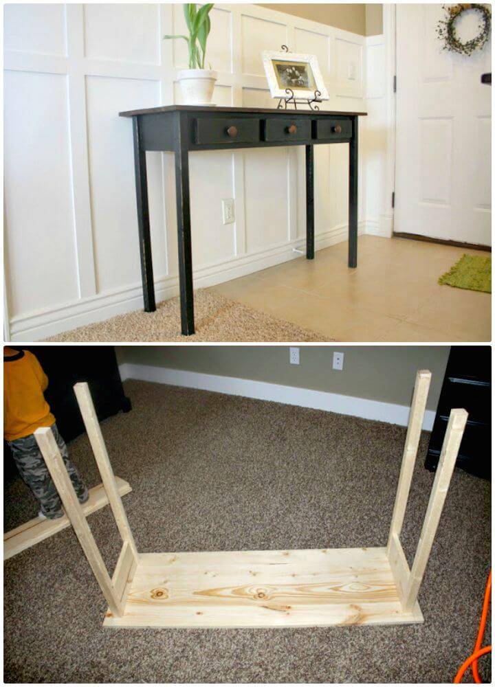 Easy to DIY Entry Table Black Distressed Tutorial