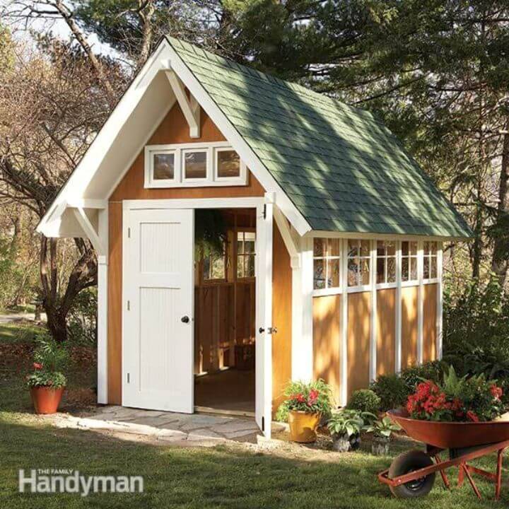 DIY Garden Shed Illustrations And Materials List - Free Plan