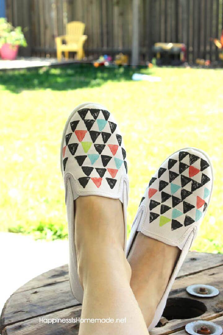 DIY Geometric Stamped Shoes