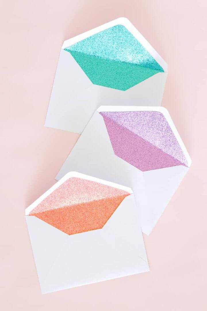 DIY Glitter Lined Envelopes