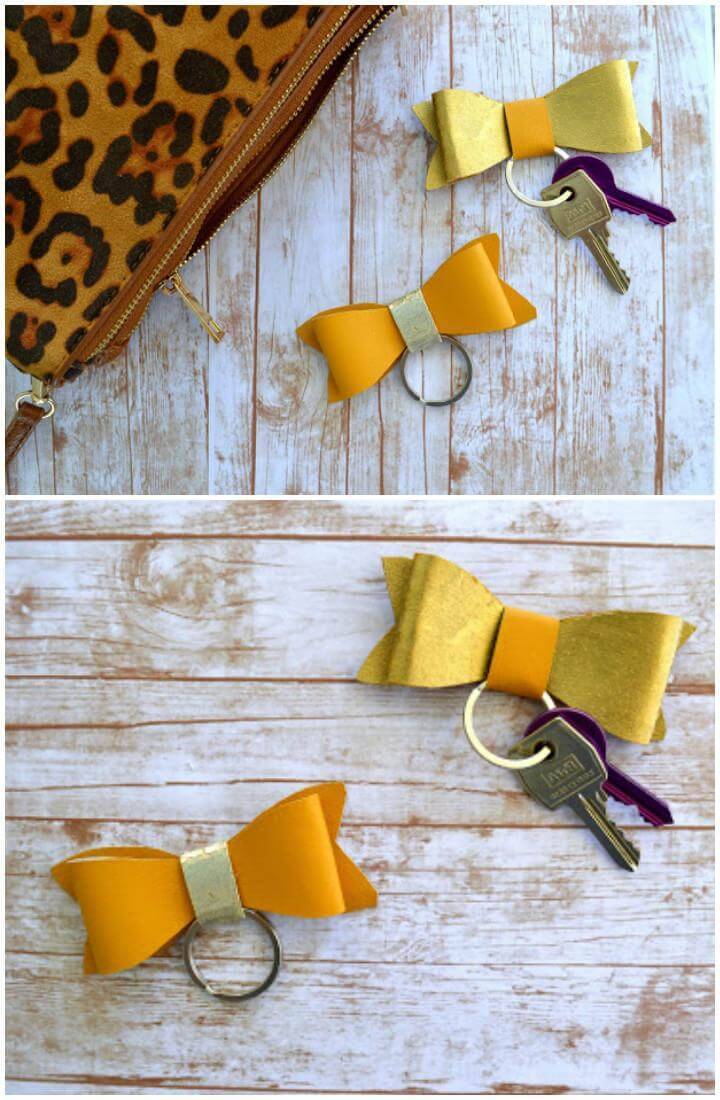 DIY Handcrafted Faux Leather Bow KeychainsDIY Handcrafted Faux Leather Bow Keychains