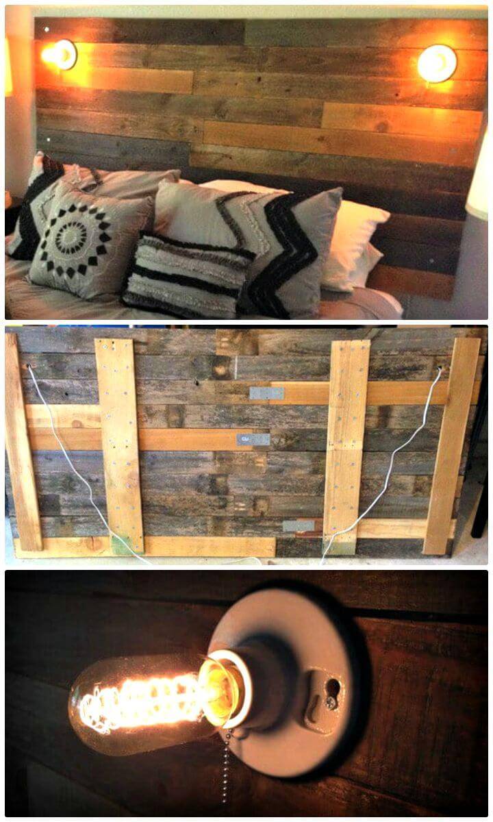 Easy DIY Headboard From Recycled Wood With Custom Lighting