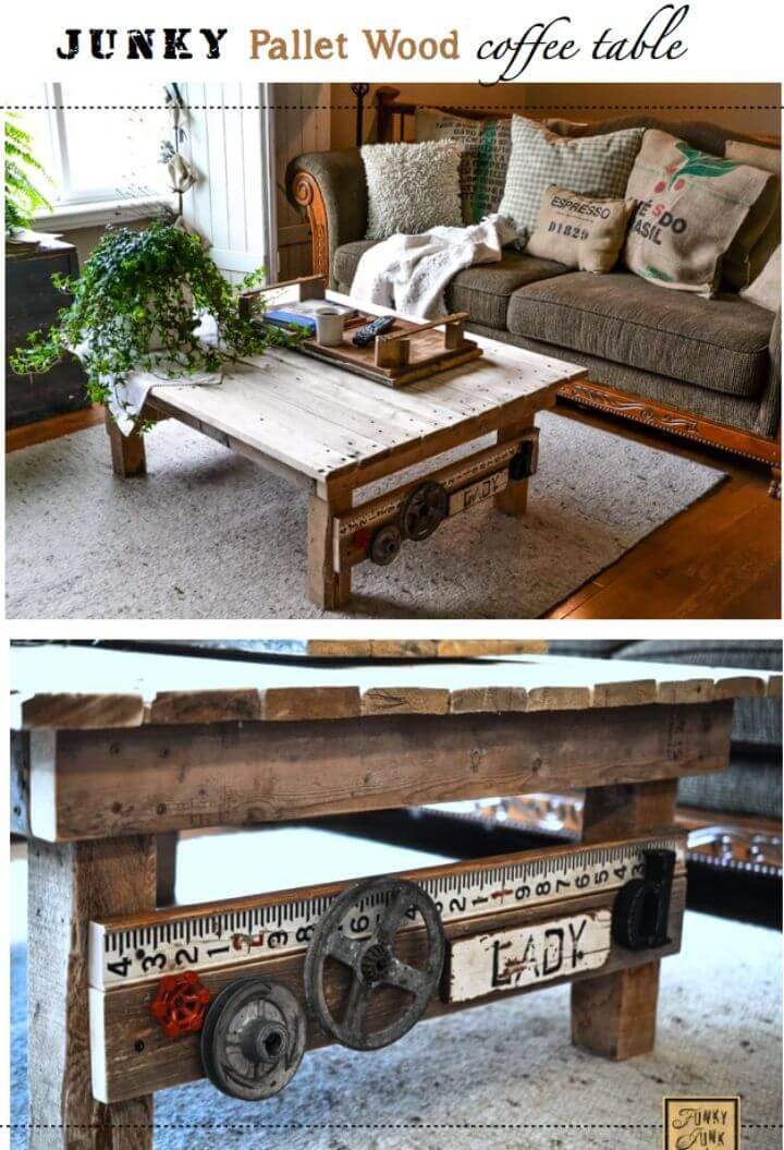DIY Junk Styled Pallet Wood Coffee Table