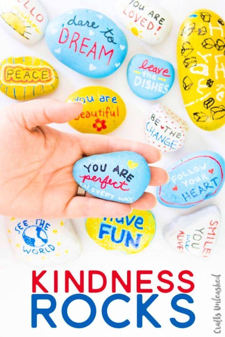 DIY Kindness Rocks with Kids, Rock Painting Crafts for kids!