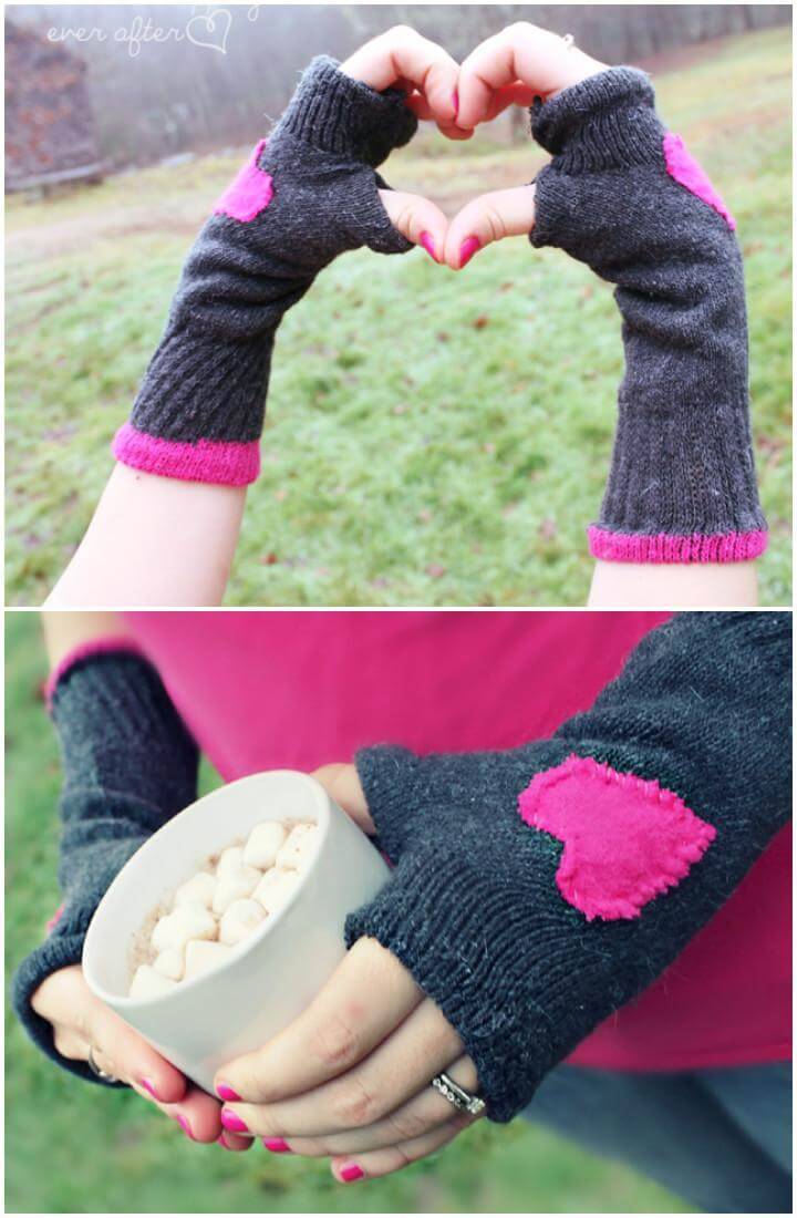 DIY Lovely Fingerless Gloves Made of Socks