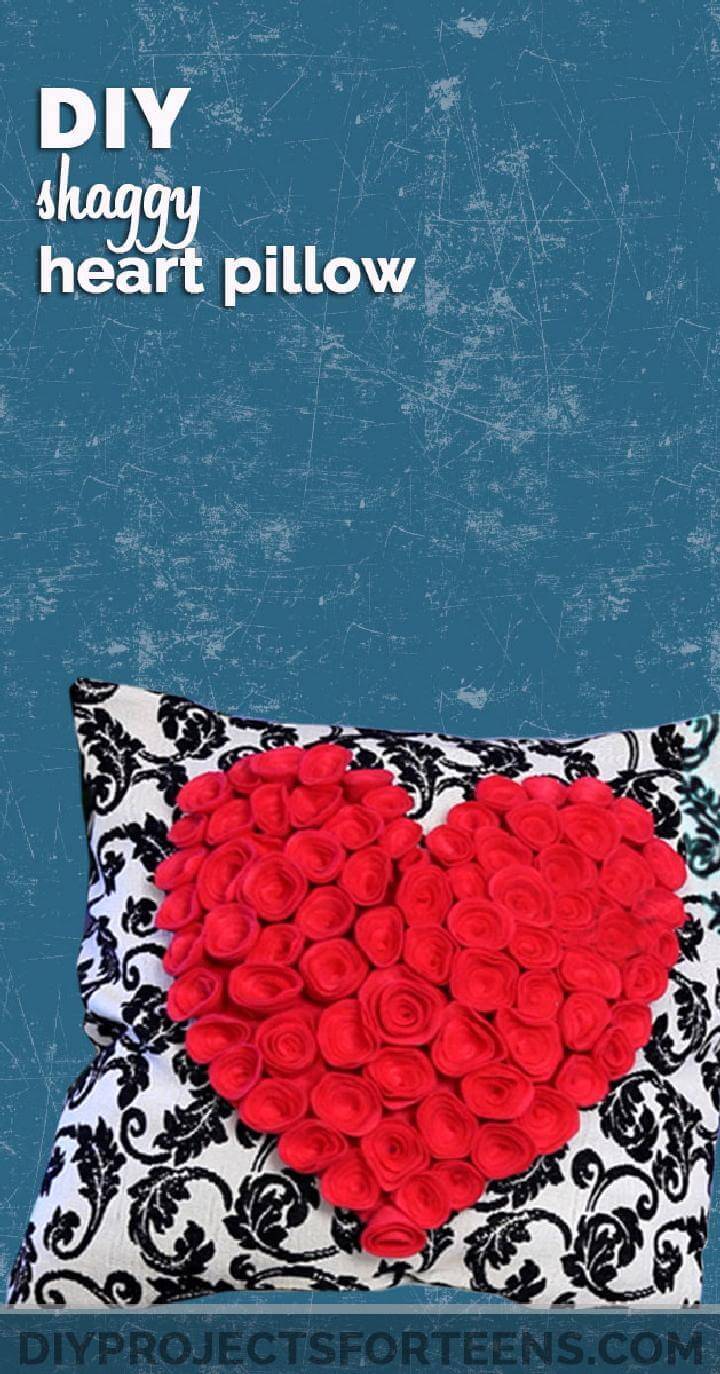 DIY Lovely Shaggy Heart Pillow