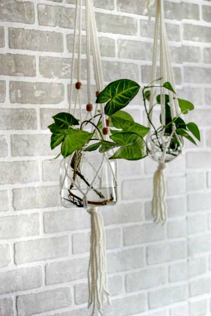 DIY Glass Macrame Hanging Plant Holder - Full Tutorial