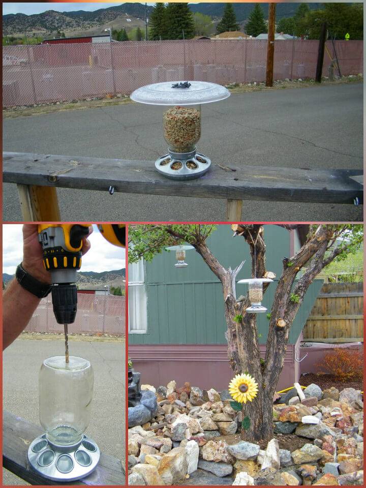 repurposed mason jar bird feeder