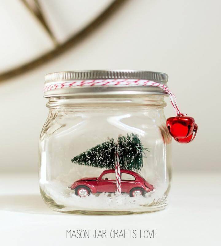 DIY Mason Jar Car in Jar Snow Globe Gift