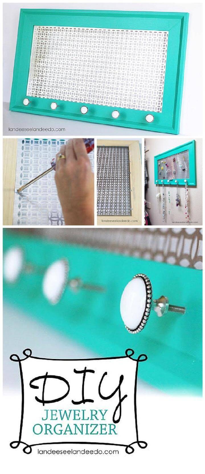 DIY Metal Sheet and Old Picture Frame Jewelry Organizer
