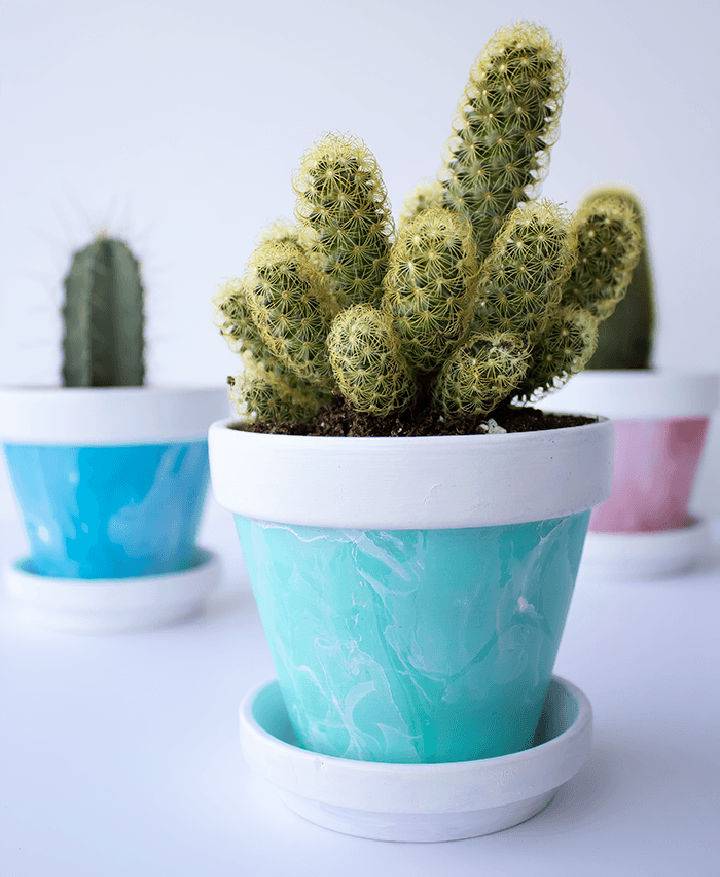 DIY Mini Marbled Painted Pots
