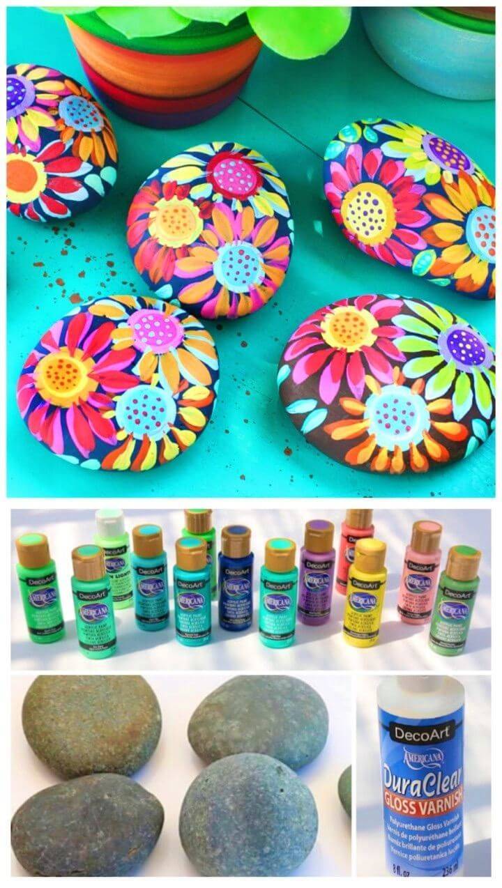 DIY Painted Inspiration Rocks, Flowers on Painted rocks, painted rock flowers