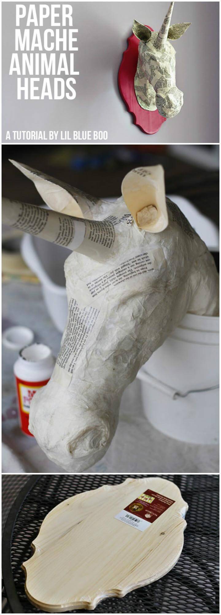 DIY Paper Mache Animal Head Wall Art