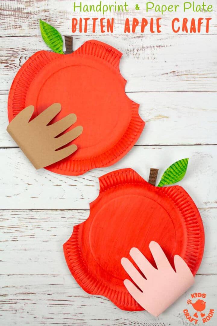 DIY Paper Plate Bitten Apple Craft